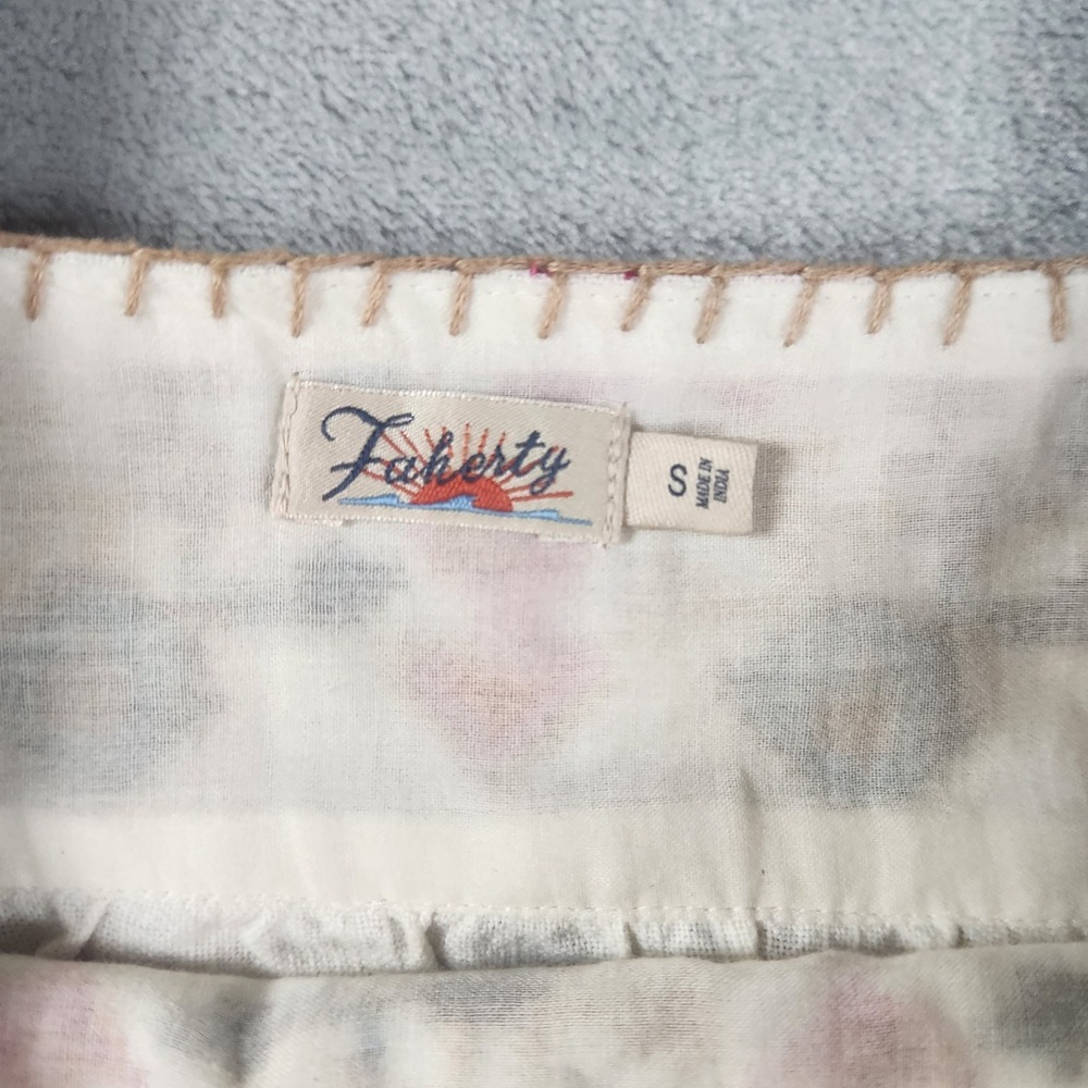 Faherty Hailee Dress Womens S White Organic Cotton Embroidered Boxy Boho Preppy - Picture 4 of 7